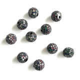 10Pcs 10mm CZ Pave Silver Spacer for Jewelry Making