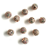 10Pcs 10mm CZ Pave Silver Spacer for Jewelry Making