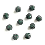 10Pcs/Lot 10mm Green CZ Pave Silver Spacer for Jewelry Making