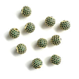 10Pcs/Lot 10mm Green CZ Pave Silver Spacer for Jewelry Making