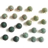10Pcs/Lot 10mm Green CZ Pave Silver Spacer for Jewelry Making