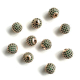 10Pcs/Lot 10mm Green CZ Pave Silver Spacer for Jewelry Making
