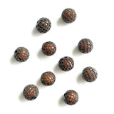 10mm Orange CZ Pave Silver Spacer for Jewelry Making