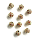 10mm Orange CZ Pave Silver Spacer for Jewelry Making