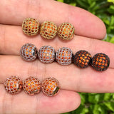 10mm Orange CZ Pave Silver Spacer for Jewelry Making