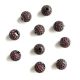 10mm Pink CZ Pave Silver Spacer Balls for Jewelry Making