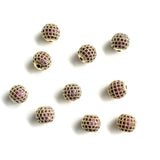 10mm Pink CZ Pave Silver Spacer Balls for Jewelry Making