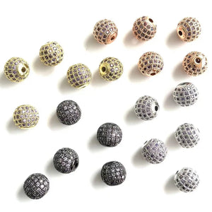 10Pcs Purple CZ Pave Silver Spacer 10mm Balls for Jewelry Making