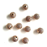 10Pcs Purple CZ Pave Silver Spacer 10mm Balls for Jewelry Making