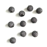 10Pcs Purple CZ Pave Silver Spacer 10mm Balls for Jewelry Making