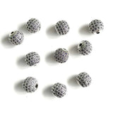 10Pcs Purple CZ Pave Silver Spacer 10mm Balls for Jewelry Making