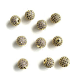10Pcs Purple CZ Pave Silver Spacer 10mm Balls for Jewelry Making