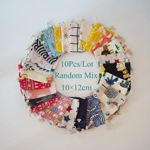 10Pcs/Lot Cotton Drawstring Bag Random Mix Aroma Little Pouch Kids Snack Pouch