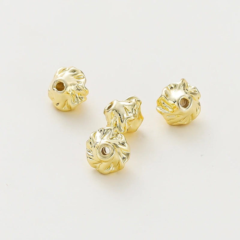 10Pcs/Lot Patterned Brass Spacer Beads for Jewelry Making
