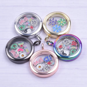 10Pcs 20/30/35/40mm Round Glass Twist Memory Locket Pendant For Jewelry Making