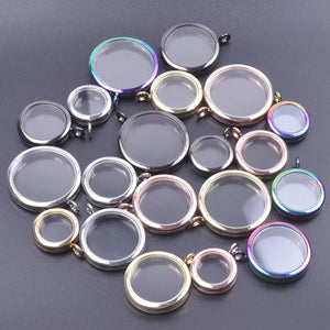 10Pcs 25/30/35/40mm Memory Coin Holder Locket Pendant Glass Living Relicario