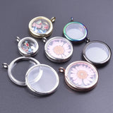 10Pcs 25/30/35/40mm Memory Coin Holder Locket Pendant Glass Living Relicario