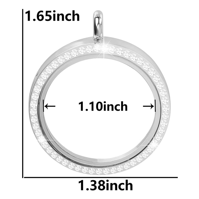 10Pcs 35mm Round Glass Locket Pendant Diy Women Living Photo Relicario Necklaces