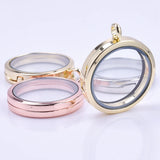 10Pcs 35mm Round Glass Locket Pendant Diy Women Living Photo Relicario Necklaces