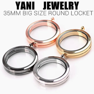10Pcs 35mm Round Glass Locket Pendant Diy Women Living Photo Relicario Necklaces