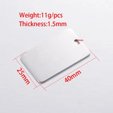 10Pcs 40*25mm Rectangle Blank Charms Stainless Steel Charms DIY Jewelry