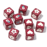 10Pcs Acrylic Square Beads Cartoon Pattern Big Hole Spacer Bead Diy Charm
