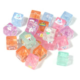 10Pcs Acrylic Square Beads Cartoon Pattern Big Hole Spacer Bead Diy Charm