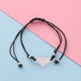 Adjustable Rope Charm Heart Bracelet Set Stainless Steel Charms Couple Bracelets