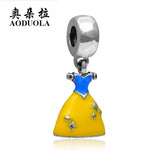 10Pcs Enamel Yellow&Blue Princess Dress Charms for DIY Jewelry Making