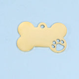 10Pcs Stainless Steel Dog Bone Hollow Paw Charms for DIY Necklace Making