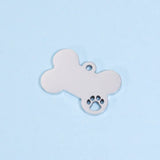 10Pcs Stainless Steel Dog Bone Hollow Paw Charms for DIY Necklace Making