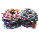 10Pcs Bohemian Style Resin Mixed Bracelet Women's Charm Jewelry