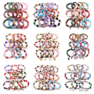 10Pcs Bohemian Style Resin Mixed Bracelet Women's Charm Jewelry