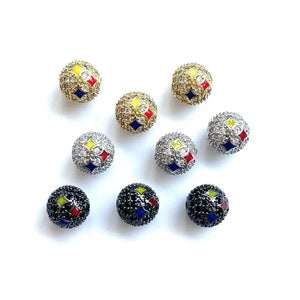10Pcs Brass Balls 10mm Zirconia Pave Beads for Jewelry Making
