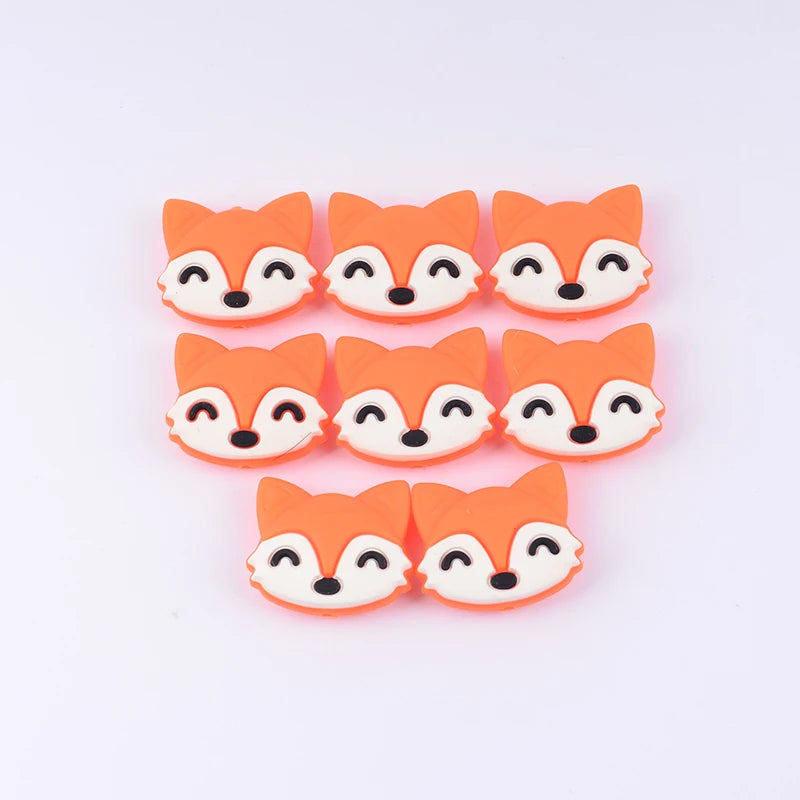 10Pcs Cat Shape Silicone Beads BPA-Free Teething Toys DIY Animal Baby Teether