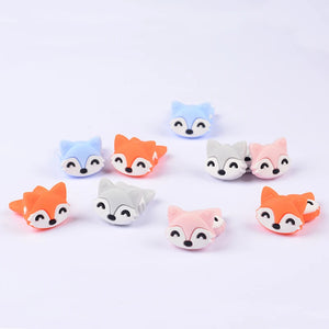 10Pcs Cat Shape Silicone Beads BPA-Free Teething Toys DIY Animal Baby Teether
