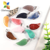 10Pcs Angel Wings Reiki Healing Pendant Quartz Crystal Necklace Beads