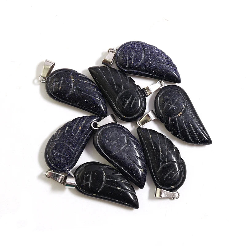 10Pcs Angel Wings Reiki Healing Pendant Quartz Crystal Necklace Beads