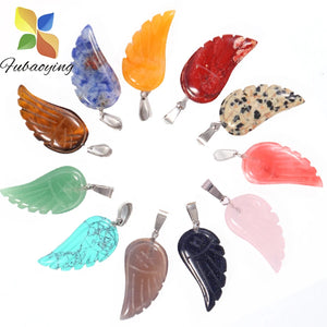 10Pcs Angel Wings Reiki Healing Pendant Quartz Crystal Necklace Beads