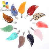 10Pcs Angel Wings Reiki Healing Pendant Quartz Crystal Necklace Beads