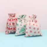 10Pcs Xmas Cotton Bags 15x20cm Muslin Drawstring Pouch Candy Gift Bag