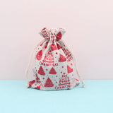 10Pcs Xmas Cotton Bags 15x20cm Muslin Drawstring Pouch Candy Gift Bag