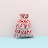 10Pcs Xmas Cotton Bags 15x20cm Muslin Drawstring Pouch Candy Gift Bag