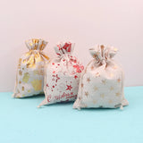 10Pcs Xmas Cotton Bags 15x20cm Muslin Drawstring Pouch Candy Gift Bag