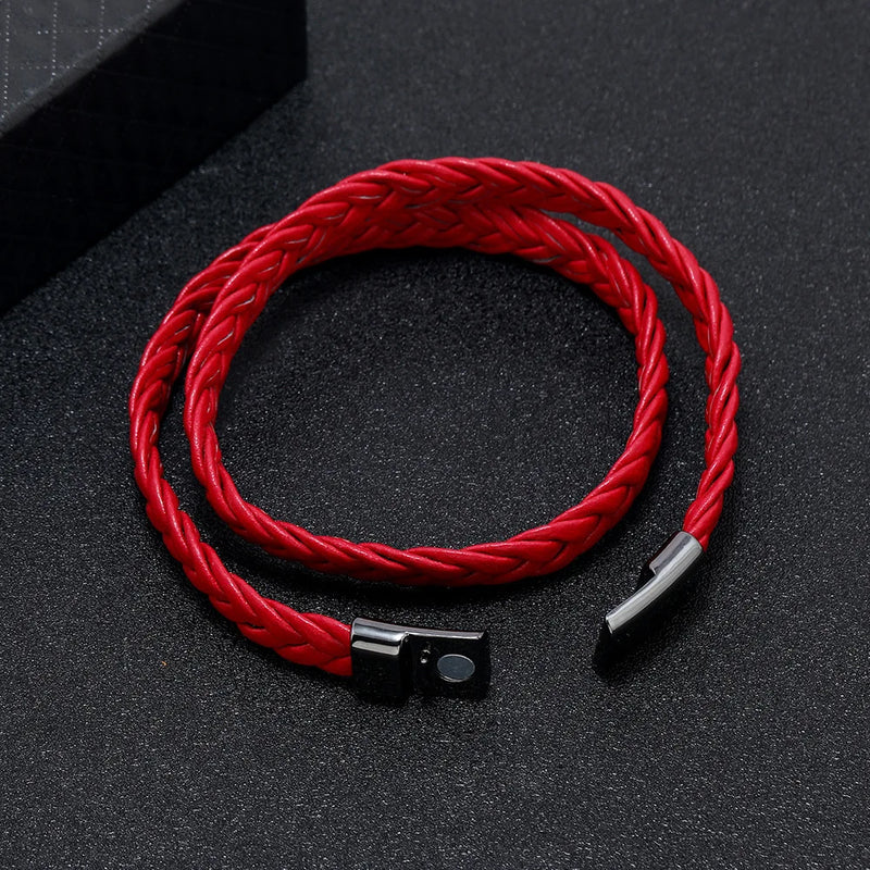 10Pcs/Lot Leather Wrap Bracelet for Men Magnetic Clasp Bangle