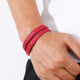 10Pcs/Lot Leather Wrap Bracelet for Men Magnetic Clasp Bangle