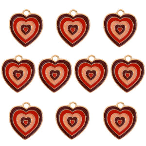 10Pcs Colorful Drop Oil Love Heart Charms Pendant DIY Jewelry Making