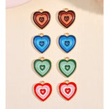 10Pcs Colorful Drop Oil Love Heart Charms Pendant DIY Jewelry Making