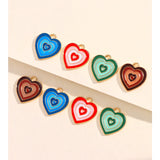 10Pcs Colorful Drop Oil Love Heart Charms Pendant DIY Jewelry Making