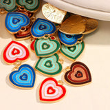 10Pcs Colorful Drop Oil Love Heart Charms Pendant DIY Jewelry Making